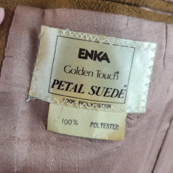 ENKA Petal Suede (Faux) Golden Touch Vintage Blazer, Union Made USA - Picture 4 of 10